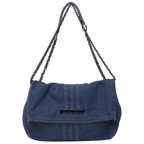 Blue Denim Tote Handbag, Large 25 Cm X 33 Cm X 10 Cm, Hobo, Chain :^) - Picture 1 of 6